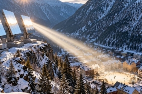 Norveç’in Rjukan Kasabasında Güneş Işığı Dağ Yamacındaki Üç Dev Aynayla Sağlanıyor