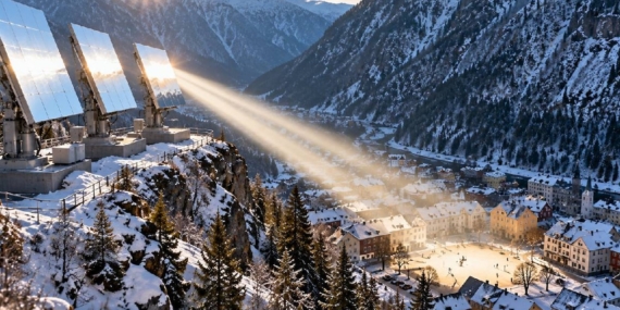 Norveç’in Rjukan Kasabasında Güneş Işığı Dağ Yamacındaki Üç Dev Aynayla Sağlanıyor