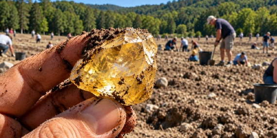 ABD’deki Crater of Diamonds Eyalet Parkında 4,38 Karatlık Sarı Elmas Bulundu